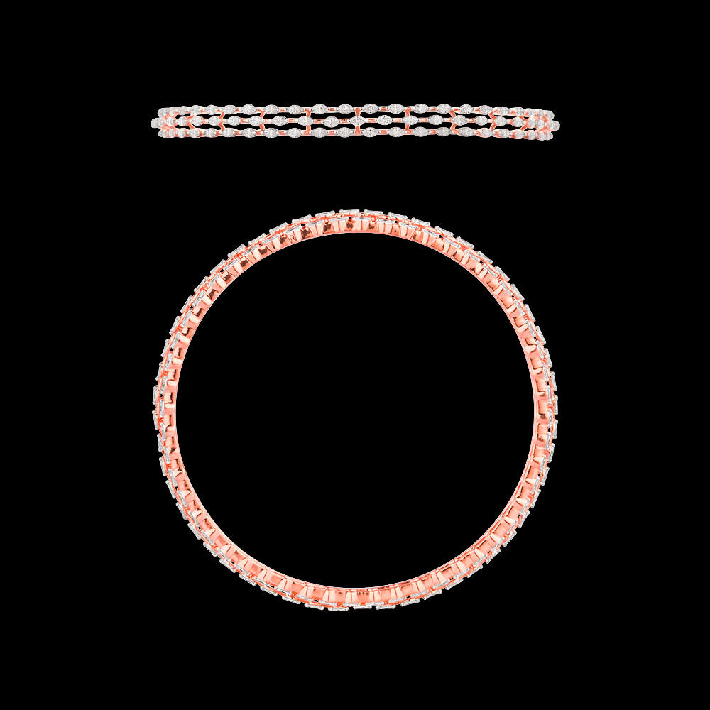 18K Rose Gold Diamond Bangle - 2.94ct VVS-EF