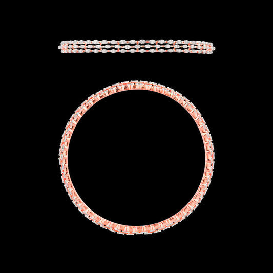 18K Rose Gold Diamond Bangle - 2.94ct VVS-EF