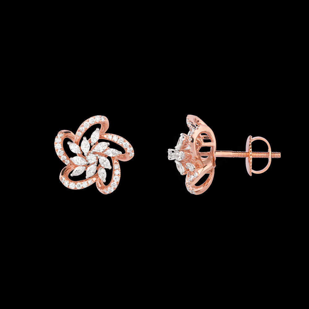 18K Rose Gold Diamond Earrings - 1.07ct VVS-EF