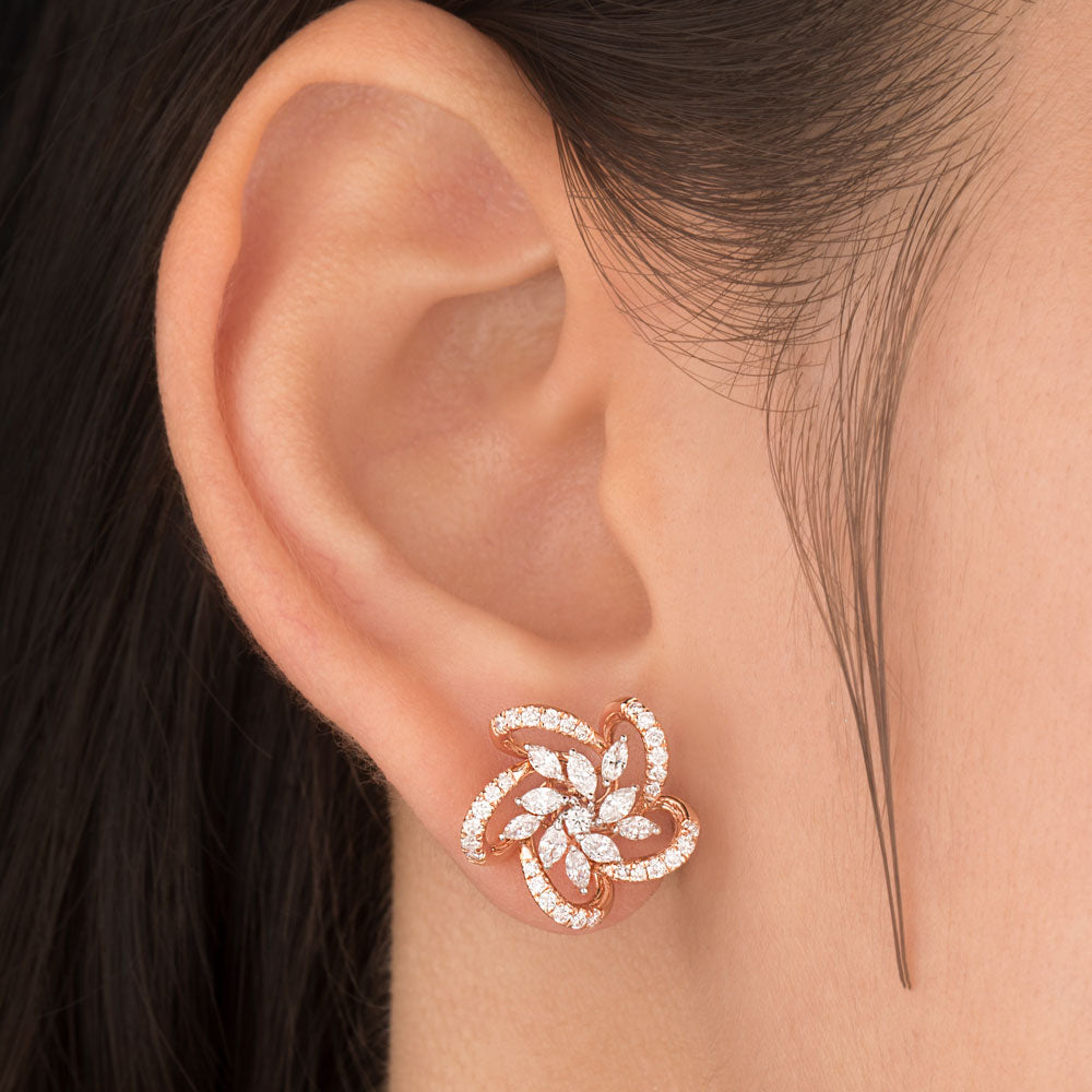 18K Rose Gold Diamond Earrings - 1.07ct VVS-EF