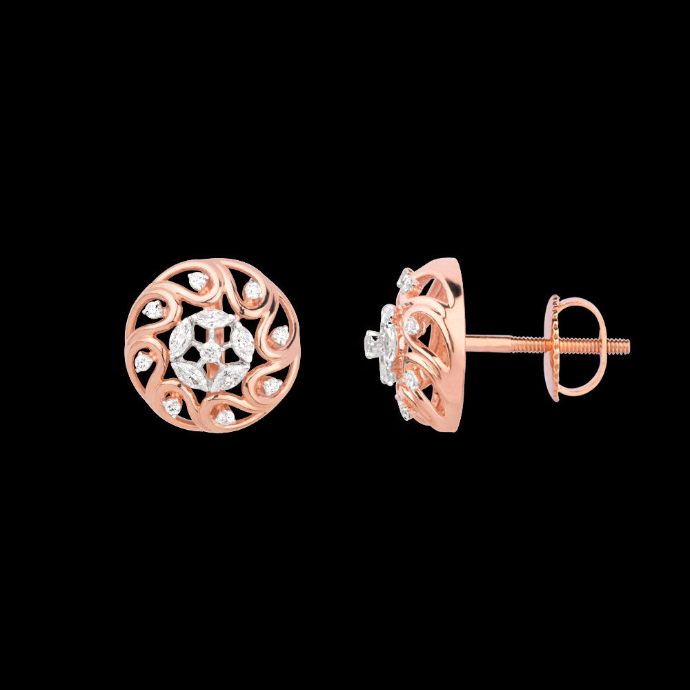 18K Rose Gold Diamond Earrings - 0.47ct VVS-EF