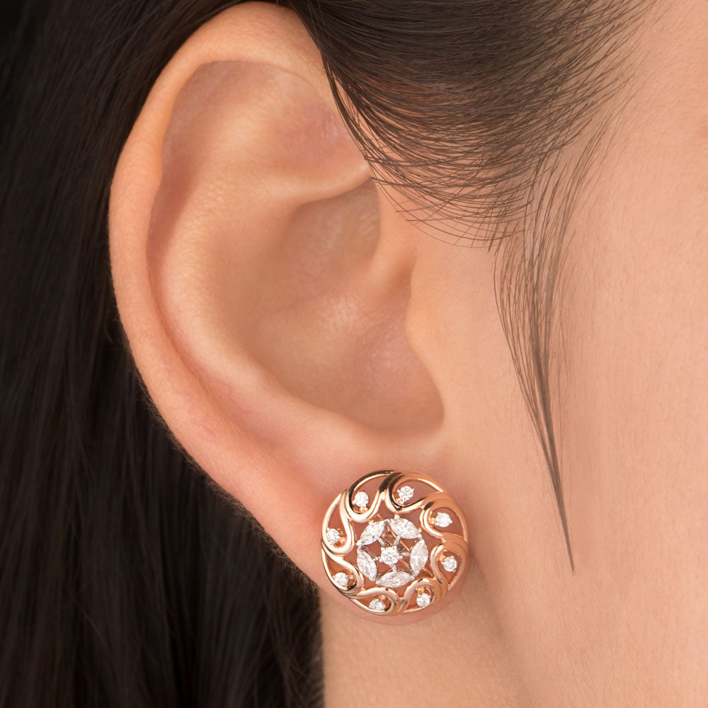 18K Rose Gold Diamond Earrings - 0.47ct VVS-EF