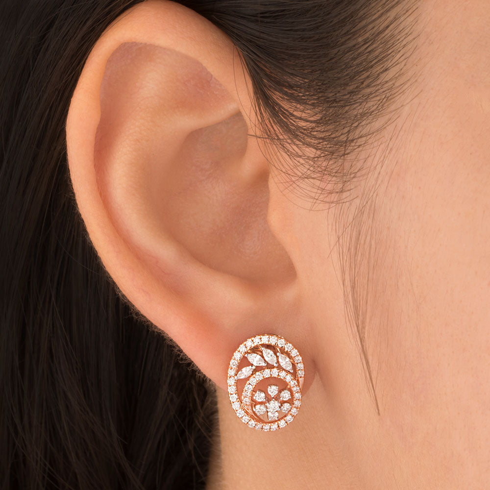 18K Rose Gold Diamond Earrings - 0.86ct VVS-EF