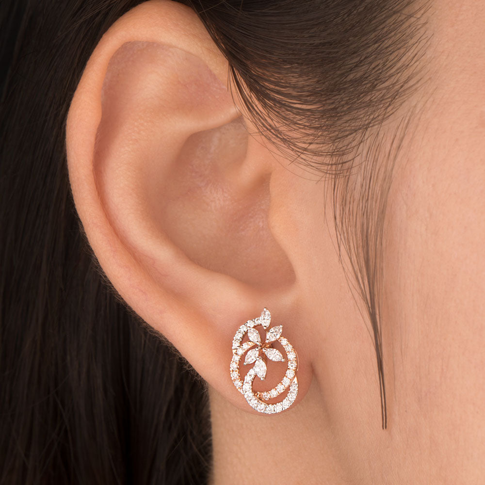 18K Rose Gold Diamond Earrings - 0.79ct VVS-EF