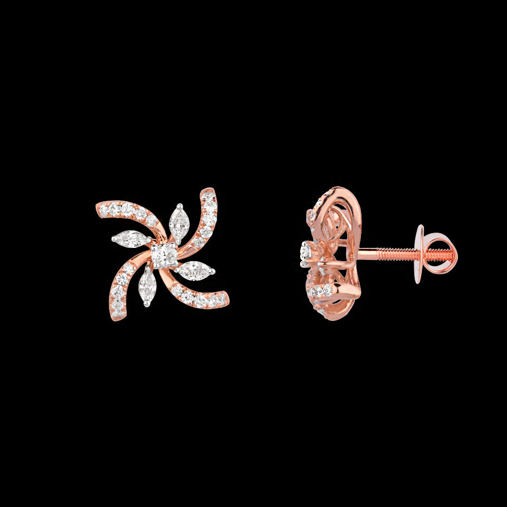 18K Rose Gold Diamond Earrings - 0.61ct VVS-EF