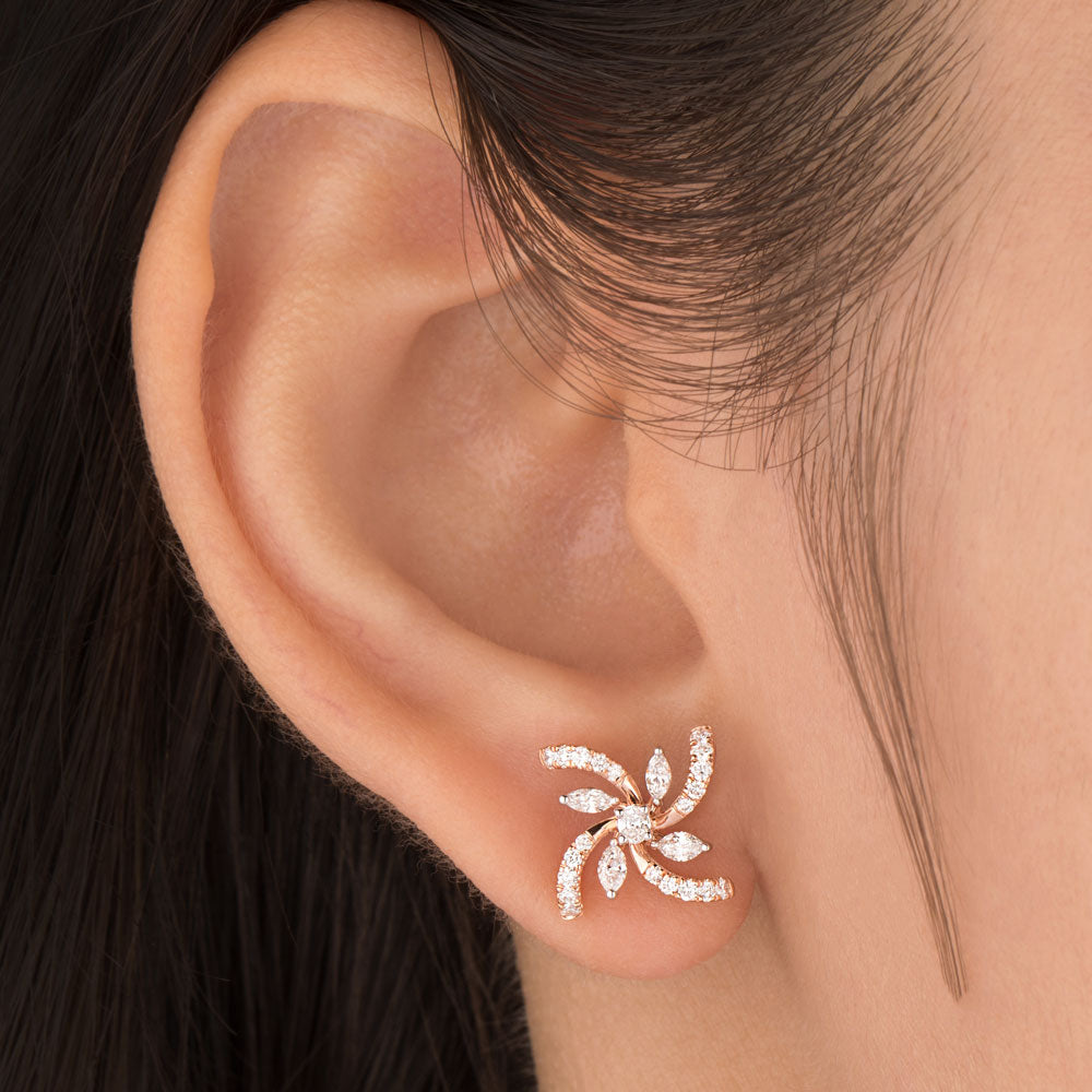 18K Rose Gold Diamond Earrings - 0.61ct VVS-EF