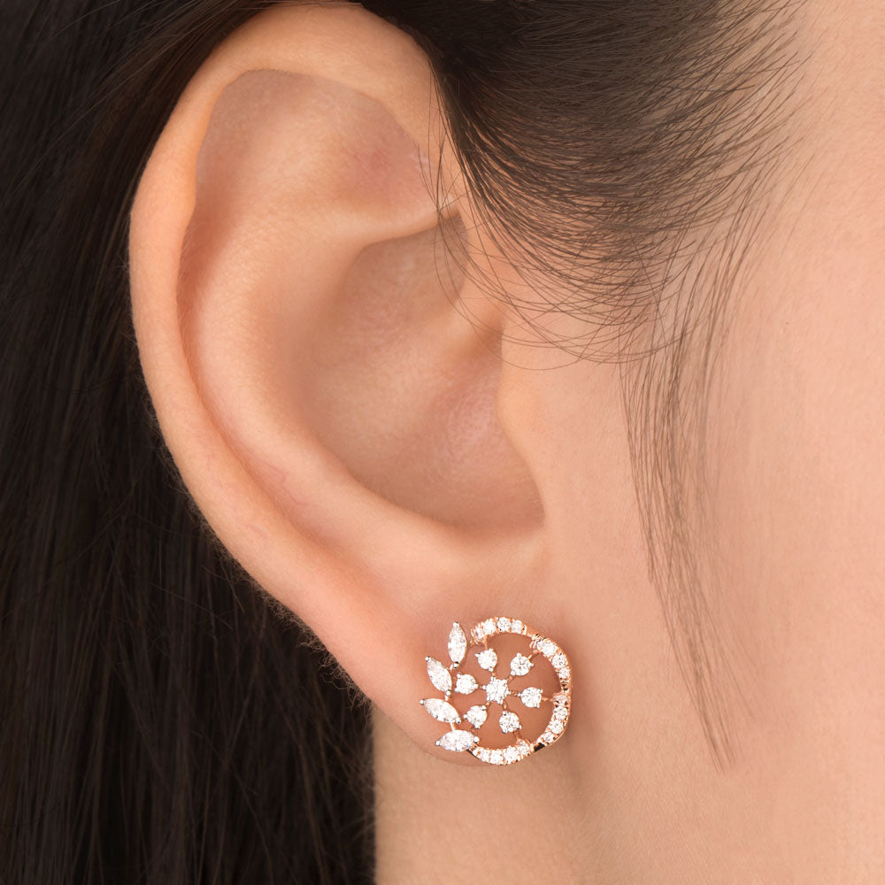 18K Rose Gold Diamond Earrings - 0.58ct VVS-EF