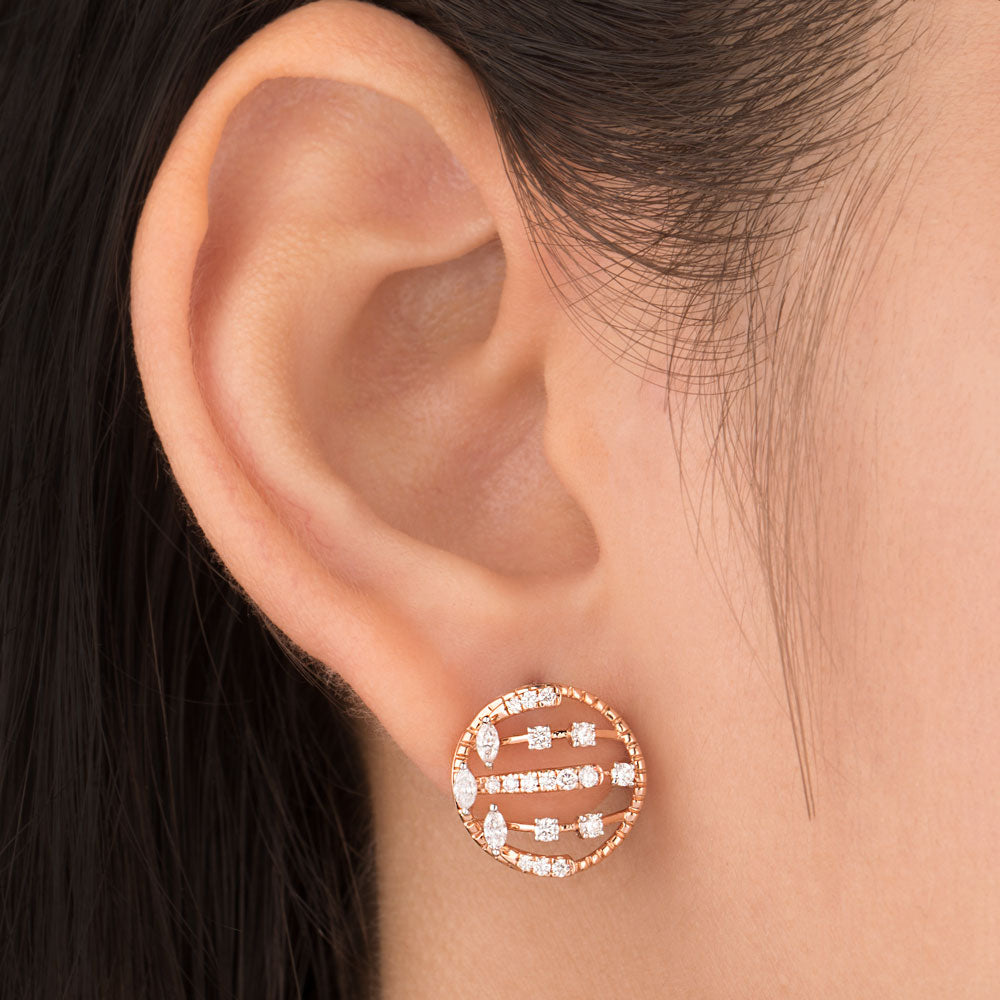 18K Rose Gold Diamond Earrings - 0.57ct VVS-EF