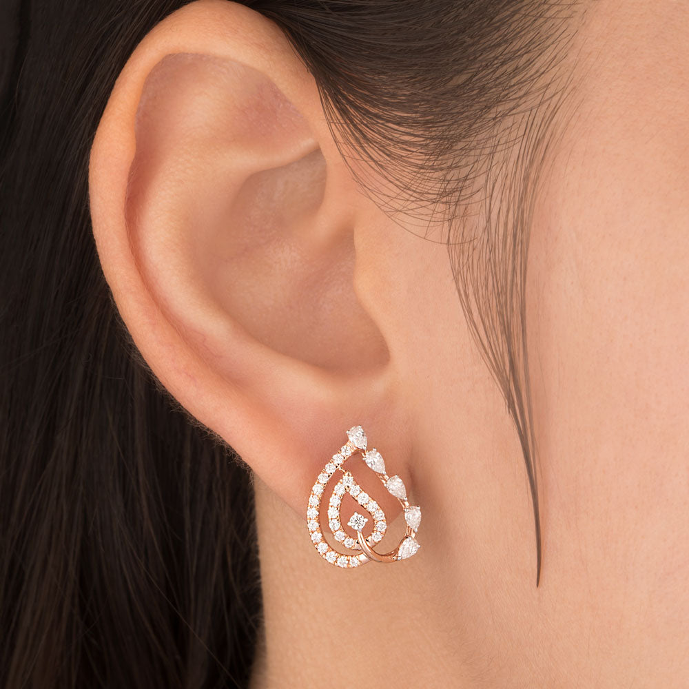 18K Rose Gold Diamond Earrings - 0.78ct VVS-EF