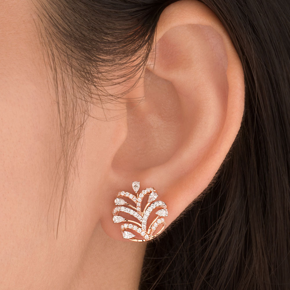 18K Rose Gold Diamond Earrings - 0.92ct VVS-EF