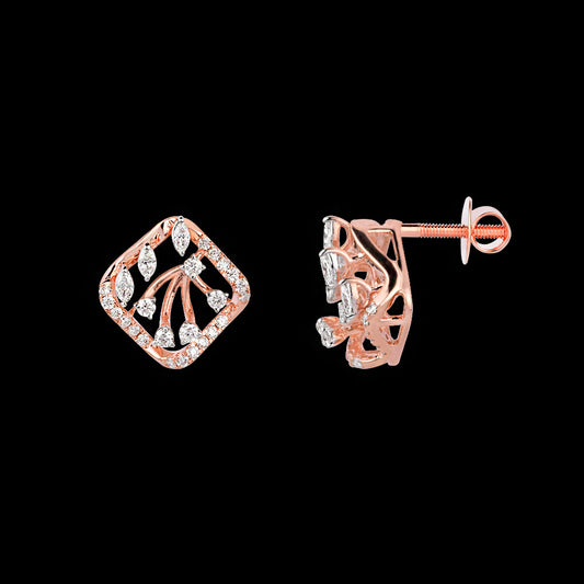 18K Rose Gold Diamond Earrings - 0.61ct VVS-EF