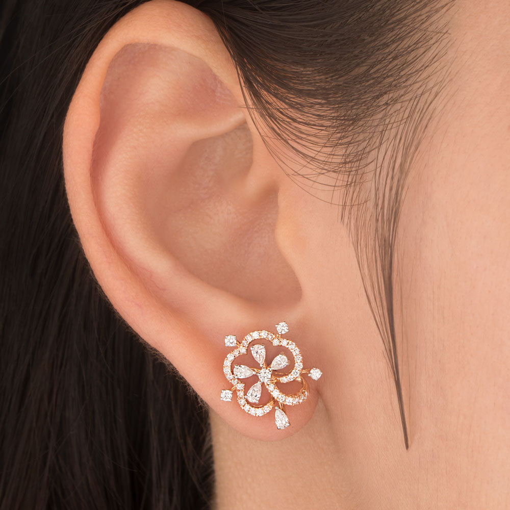 18K Rose Gold Diamond Earrings - 0.81ct VVS-EF