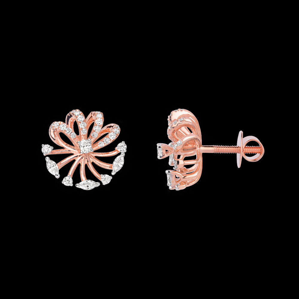 18K Rose Gold Diamond Earrings - 0.5ct VVS-EF