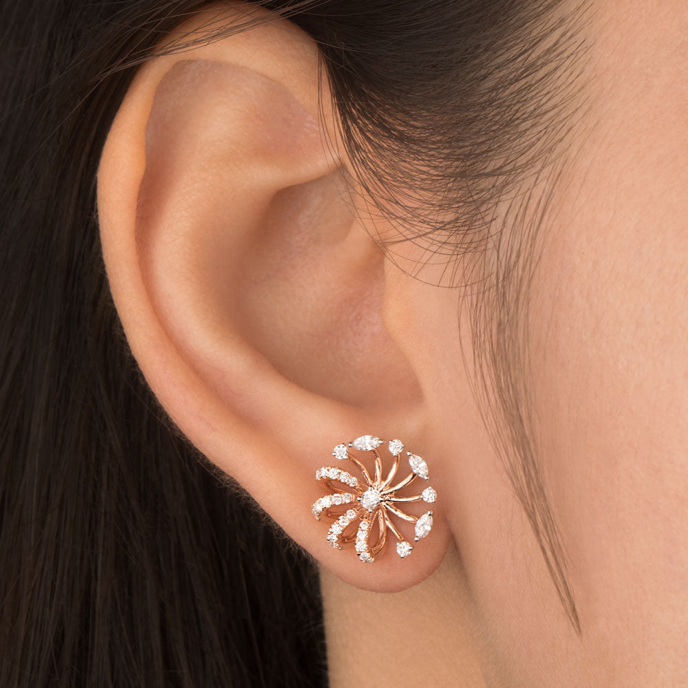 18K Rose Gold Diamond Earrings - 0.5ct VVS-EF