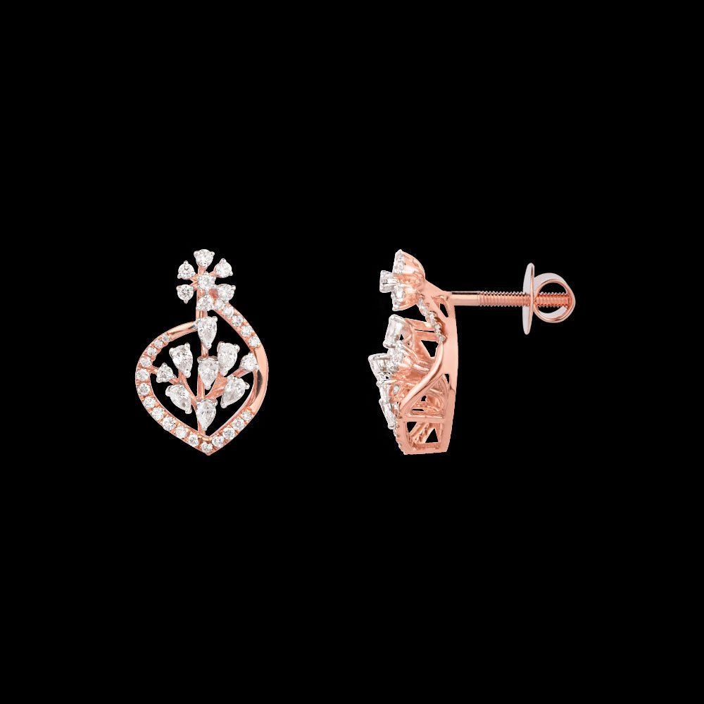 18K Rose Gold Diamond Earrings - 0.98ct VVS-EF