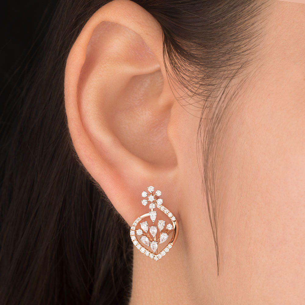 18K Rose Gold Diamond Earrings - 0.98ct VVS-EF