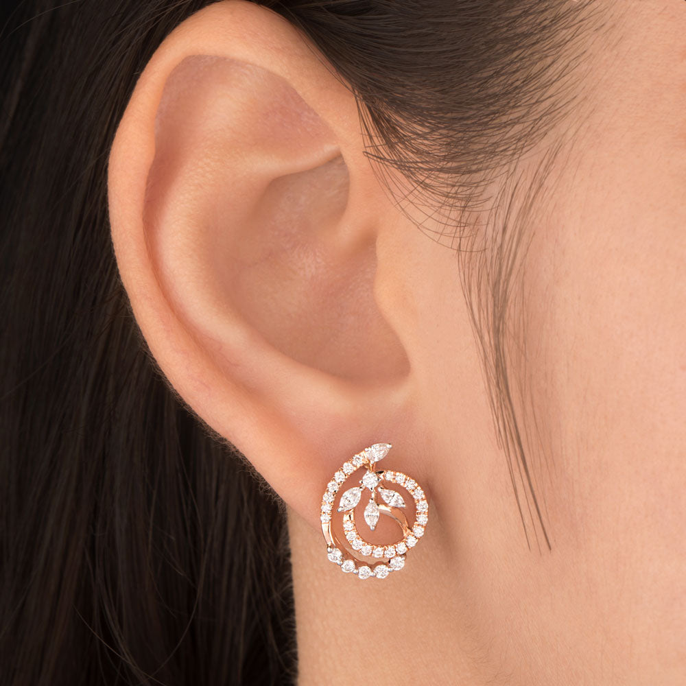 18K Rose Gold Diamond Earrings - 0.72ct VVS-EF