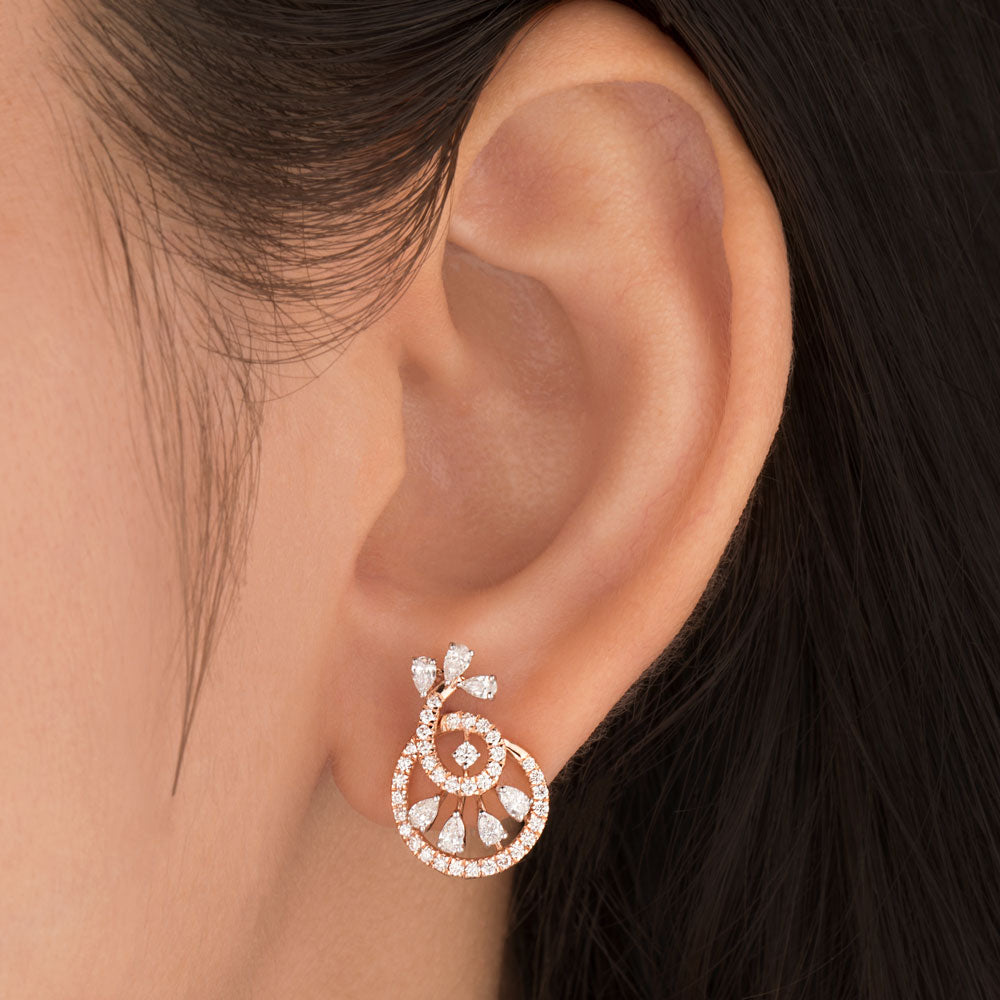 18K Rose Gold Diamond Earrings - 0.95ct VVS-EF