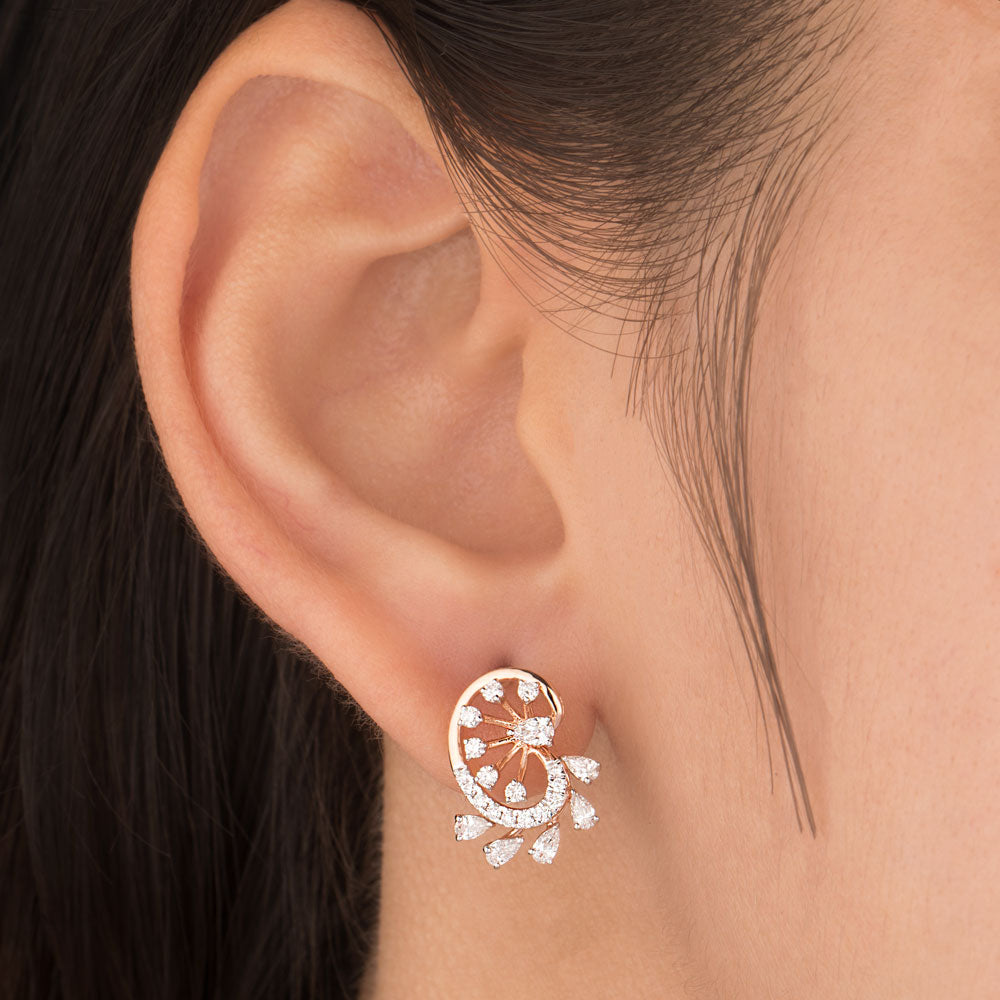 18K Rose Gold Diamond Earrings - 0.74ct VVS-EF