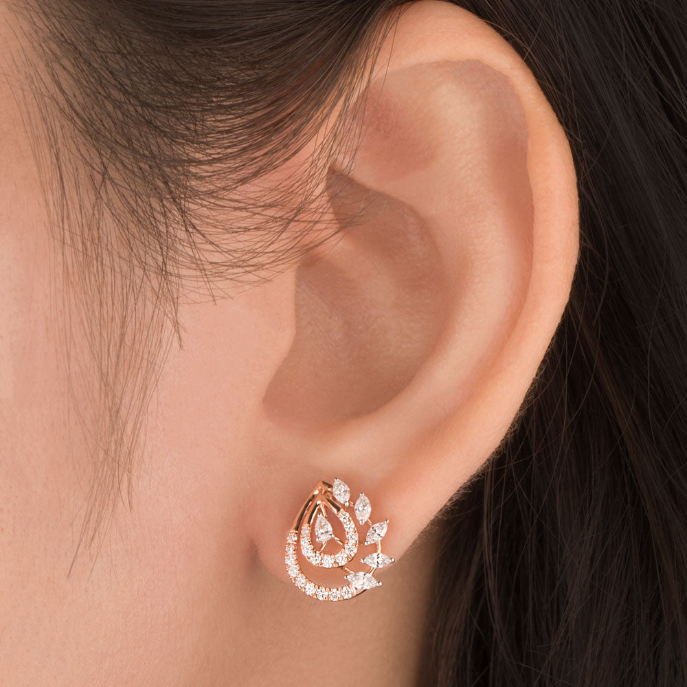 18K Rose Gold Diamond Earrings - 0.62ct VVS-EF