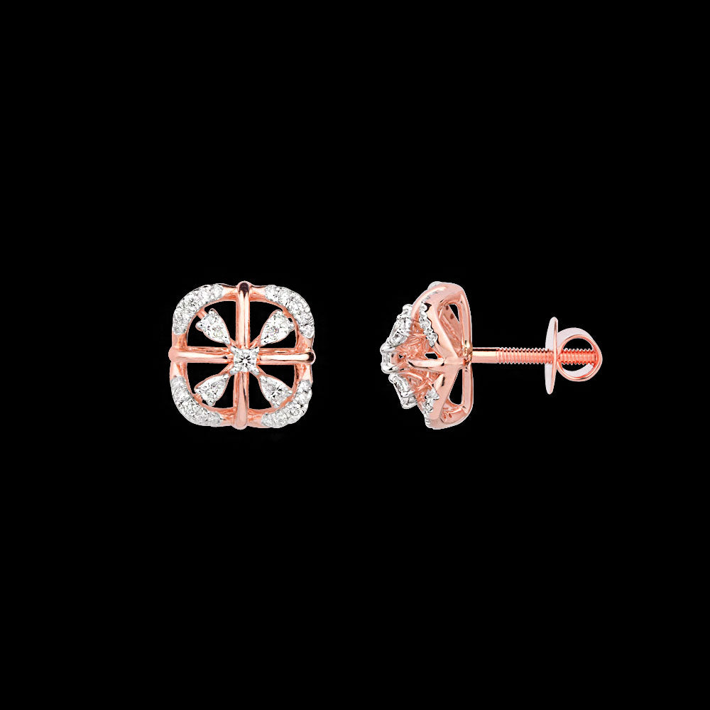 18K Rose Gold Diamond Earrings - 0.5ct VVS-EF