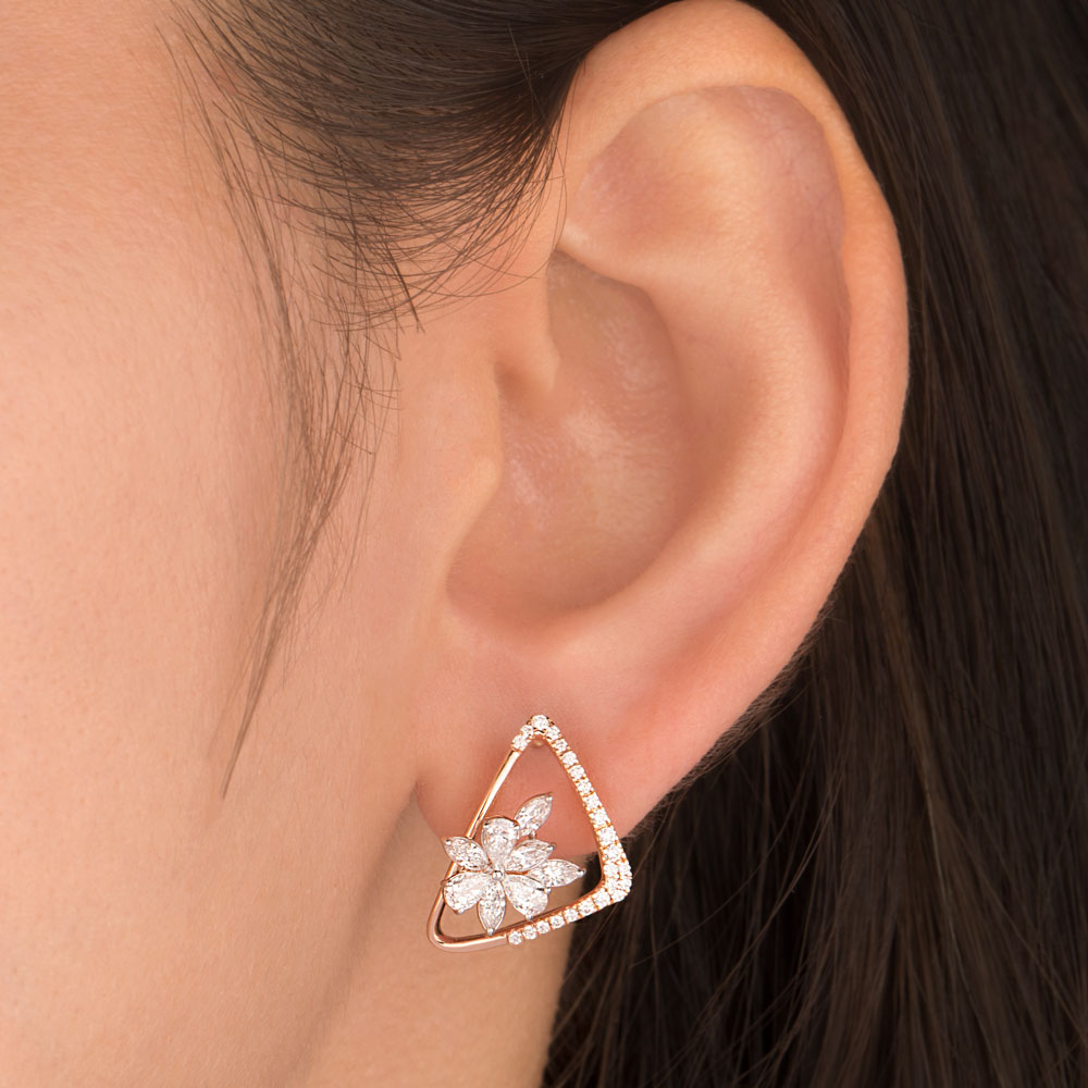 18K Rose Gold Diamond Earrings - 1.13ct VVS-EF