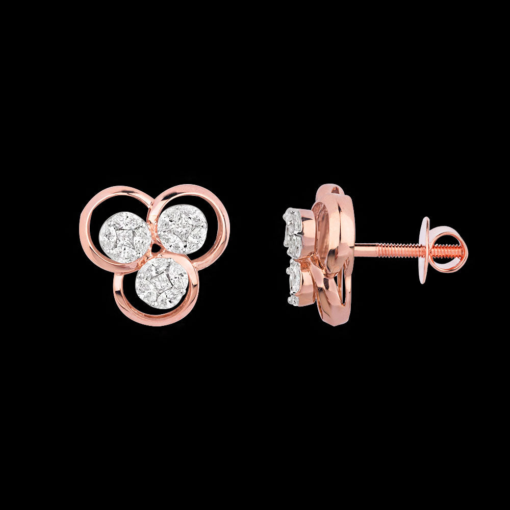 18K Rose Gold Diamond Earrings - 0.72ct VVS-EF