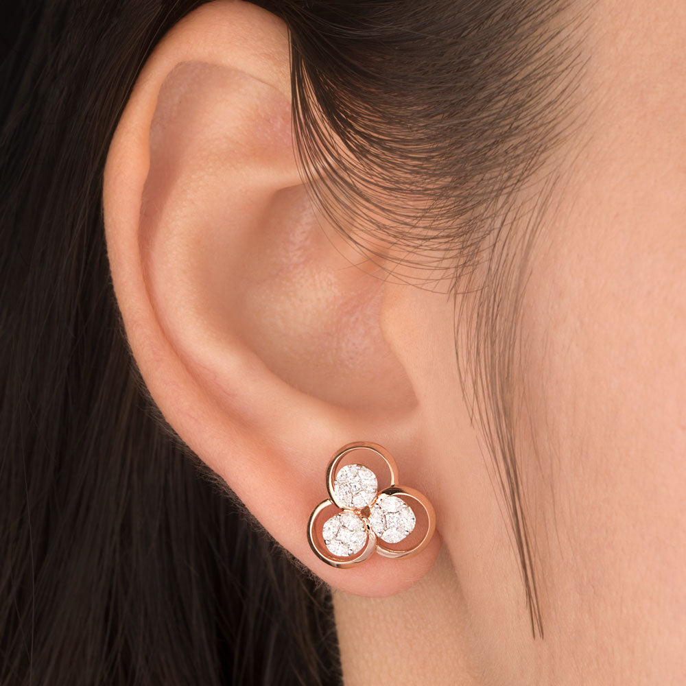 18K Rose Gold Diamond Earrings - 0.72ct VVS-EF
