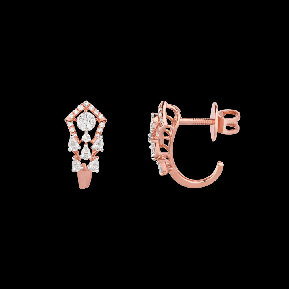 18K Rose Gold Diamond Earrings - 0.58ct VVS-EF