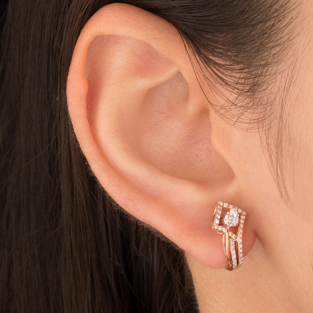 18K Rose Gold Diamond Earrings - 0.45ct VVS-EF