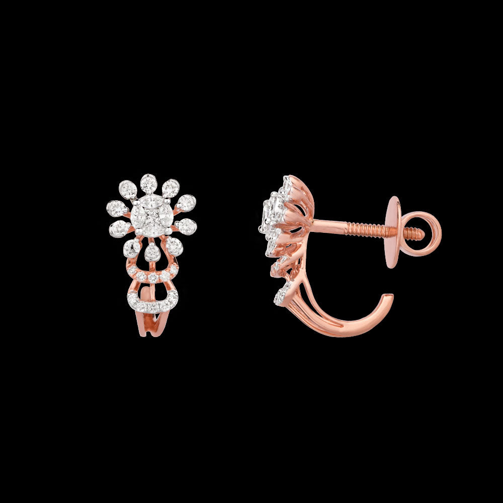 18K Rose Gold Diamond Earrings - 0.53ct VVS-EF