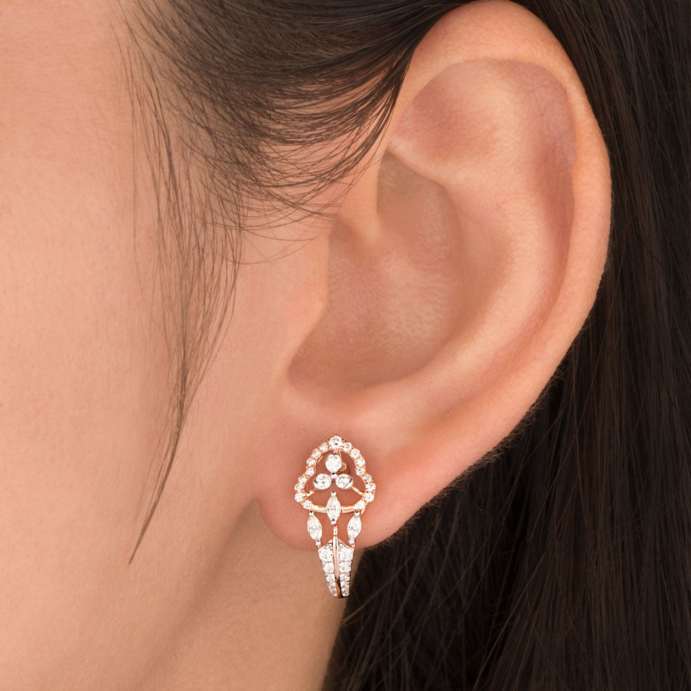 18K Rose Gold Diamond Earrings - 0.64ct VVS-EF