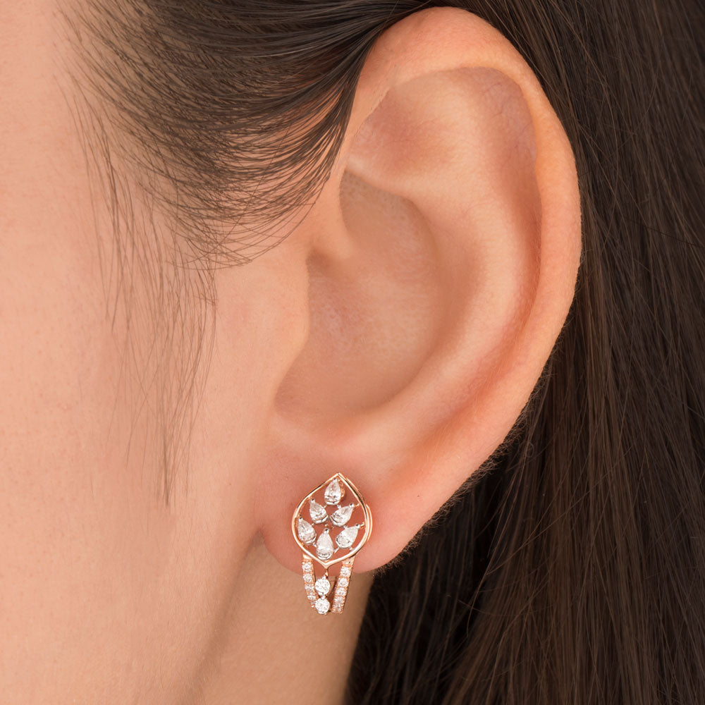 18K Rose Gold Diamond Earrings - 0.5ct VVS-EF