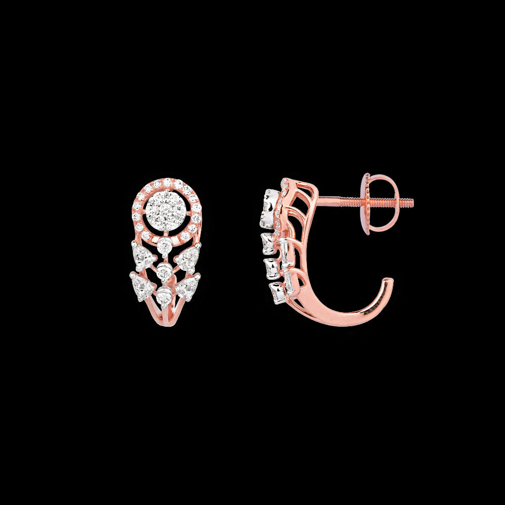 18K Rose Gold Diamond Earrings - 0.68ct VVS-EF