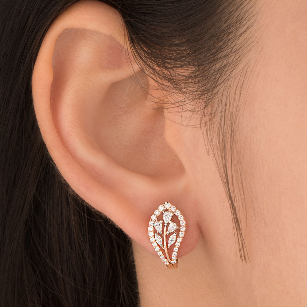 18K Rose Gold Diamond Earrings - 0.64ct VVS-EF