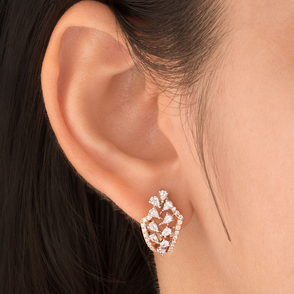 18K Rose Gold Diamond Earrings - 1.08ct VVS-EF