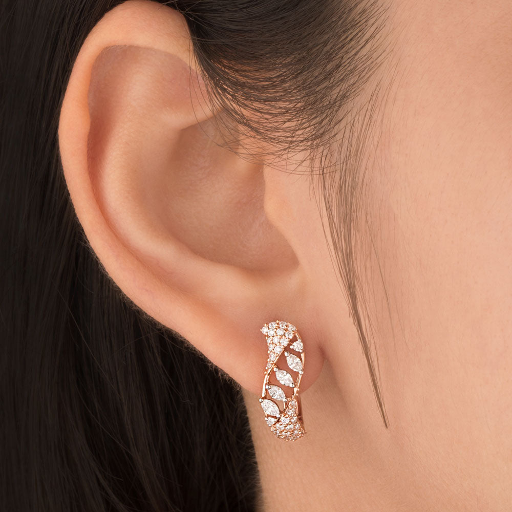 18K Rose Gold Diamond Earrings - 0.85ct VVS-EF