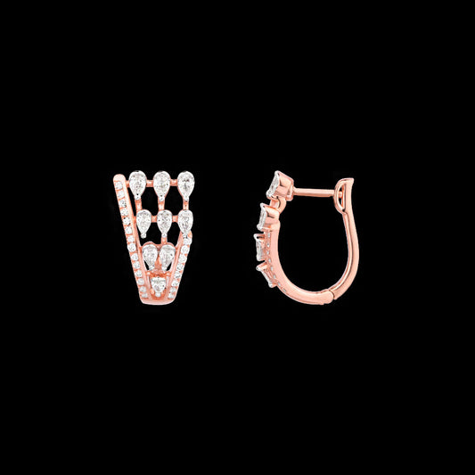 18K Rose Gold Diamond Earrings - 0.88ct VVS-EF
