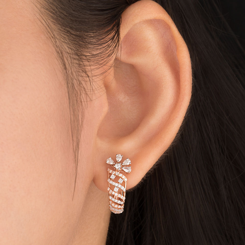 18K Rose Gold Diamond Earrings - 0.67ct VVS-EF