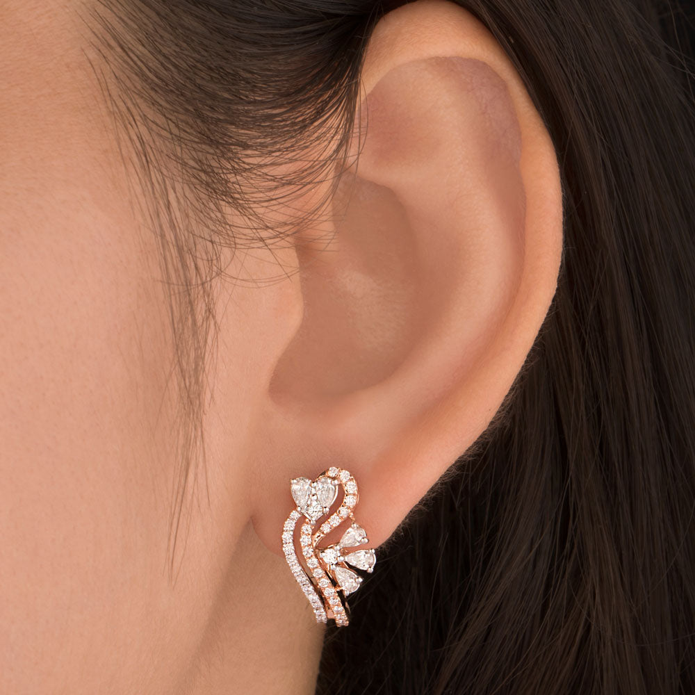 18K Rose Gold Diamond Earrings - 0.99ct VVS-EF