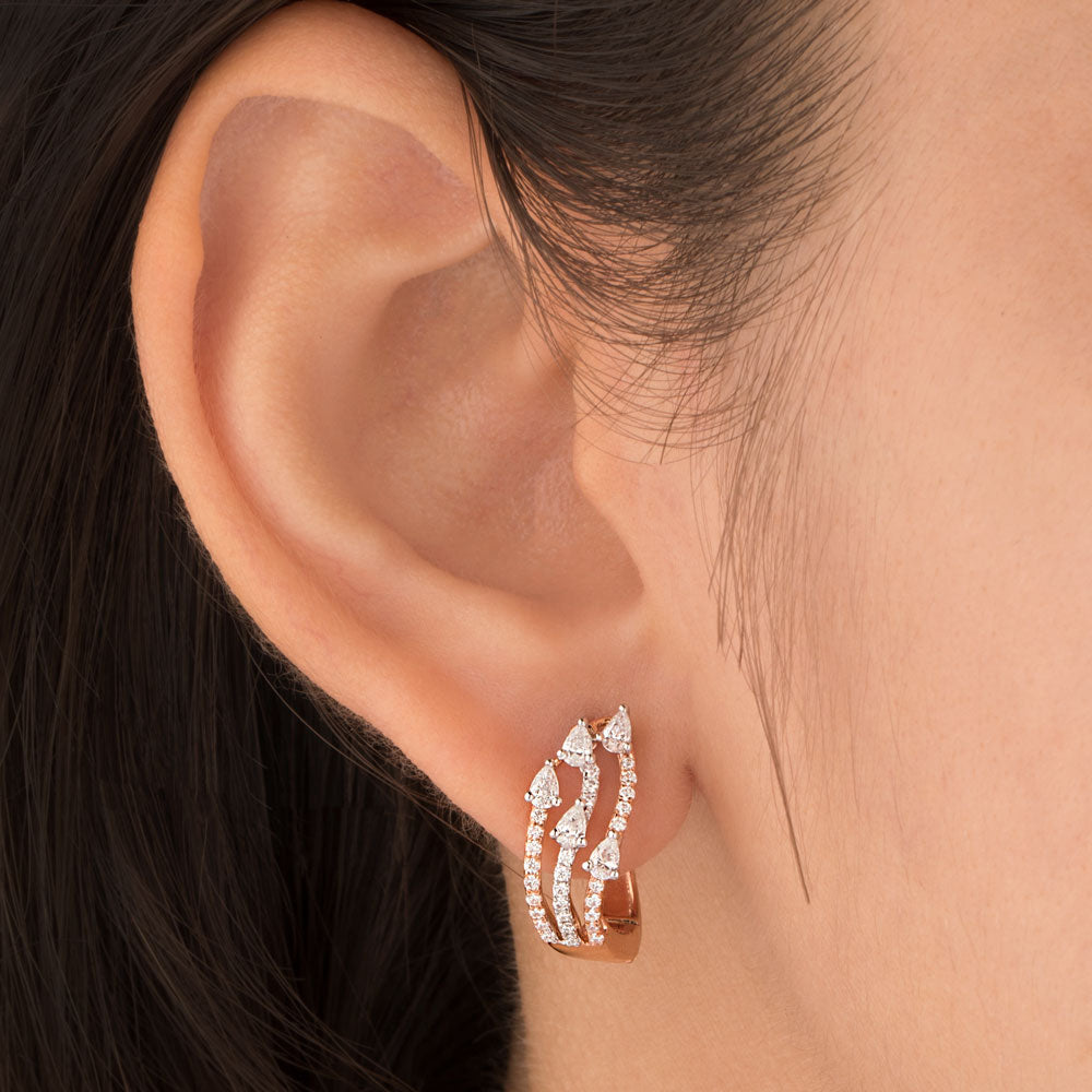 18K Rose Gold Diamond Earrings - 0.65ct VVS-EF
