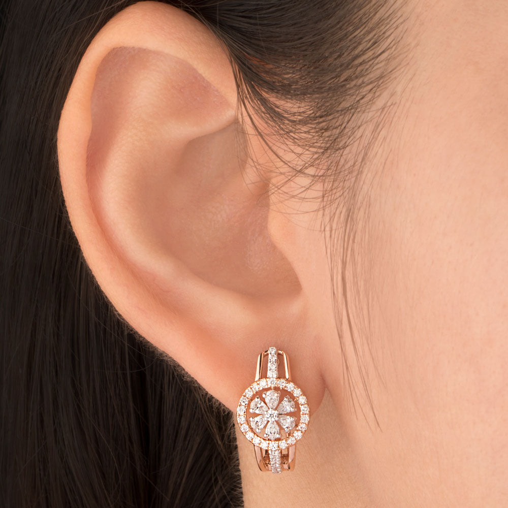18K Rose Gold Diamond Earrings - 0.82ct VVS-EF