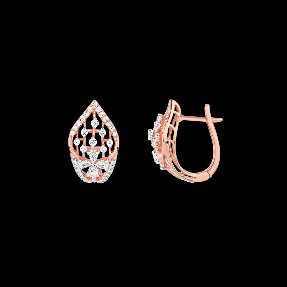 18K Rose Gold Diamond Earrings - 0.64ct VVS-EF