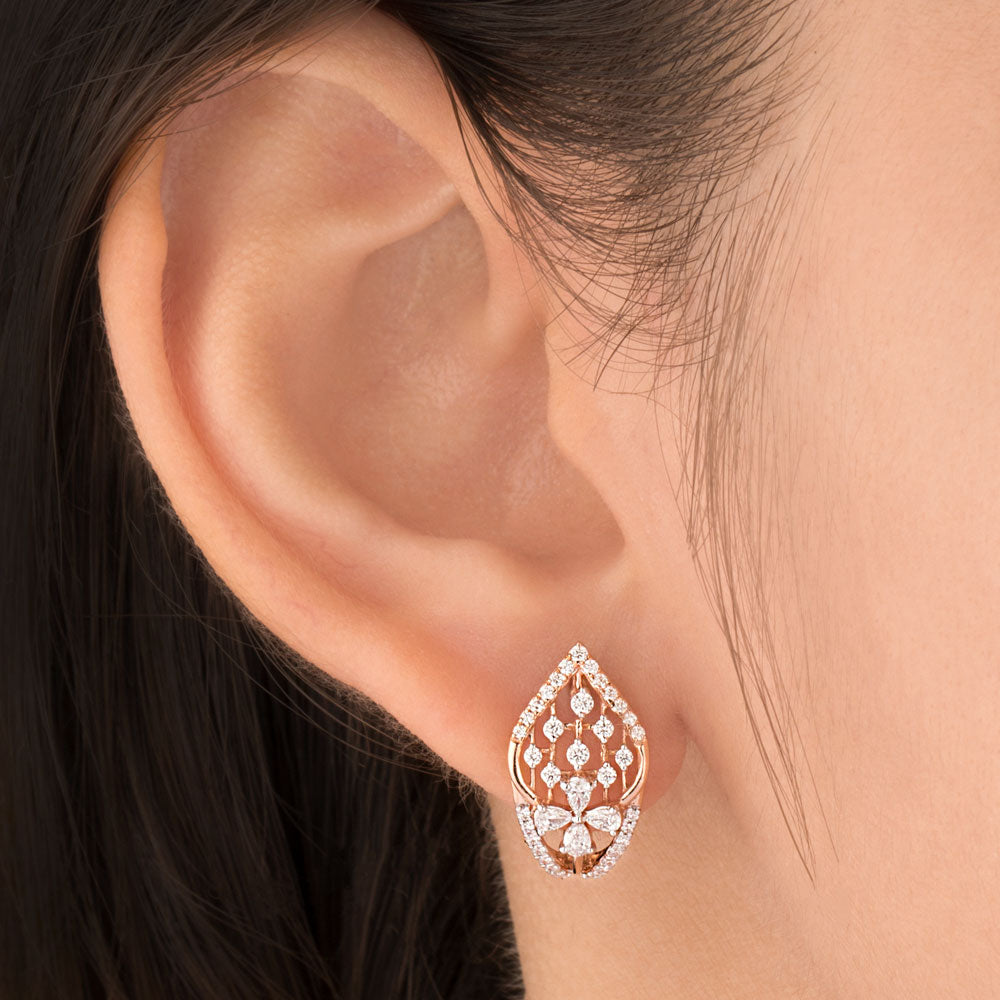 18K Rose Gold Diamond Earrings - 0.64ct VVS-EF
