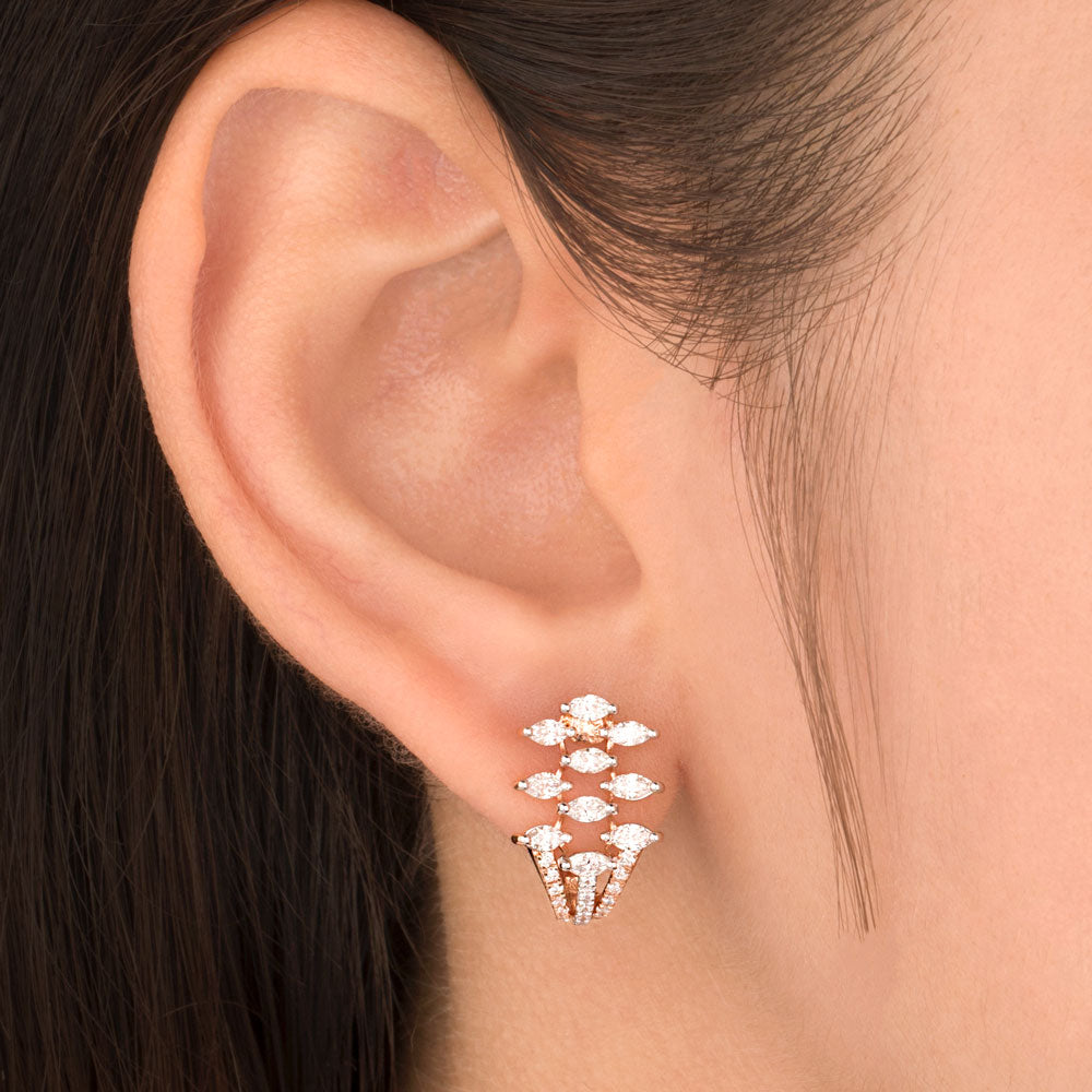 18K Rose Gold Diamond Earrings - 0.96ct VVS-EF