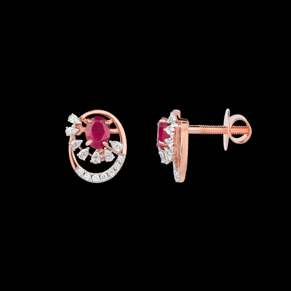 18K Rose Gold Diamond Earrings - 0.34ct VVS-EF with Colour Stones