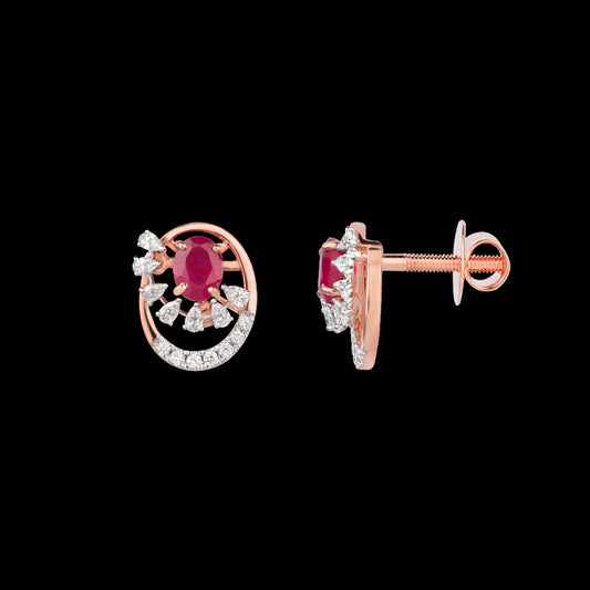 18K Rose Gold Diamond Earrings - 0.34ct VVS-EF with Colour Stones