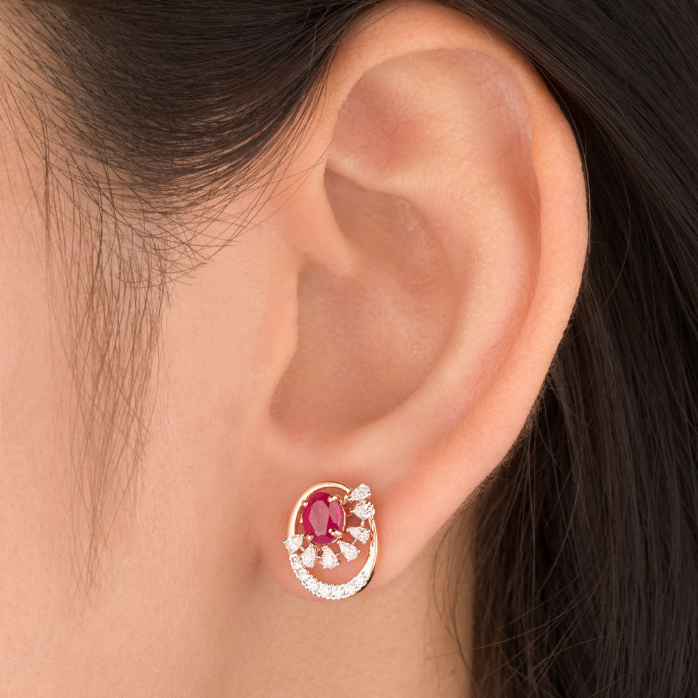 18K Rose Gold Diamond Earrings - 0.34ct VVS-EF with Colour Stones