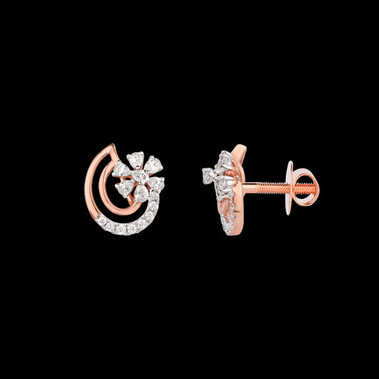 18K Rose Gold Diamond Earrings - 0.38ct VVS-EF