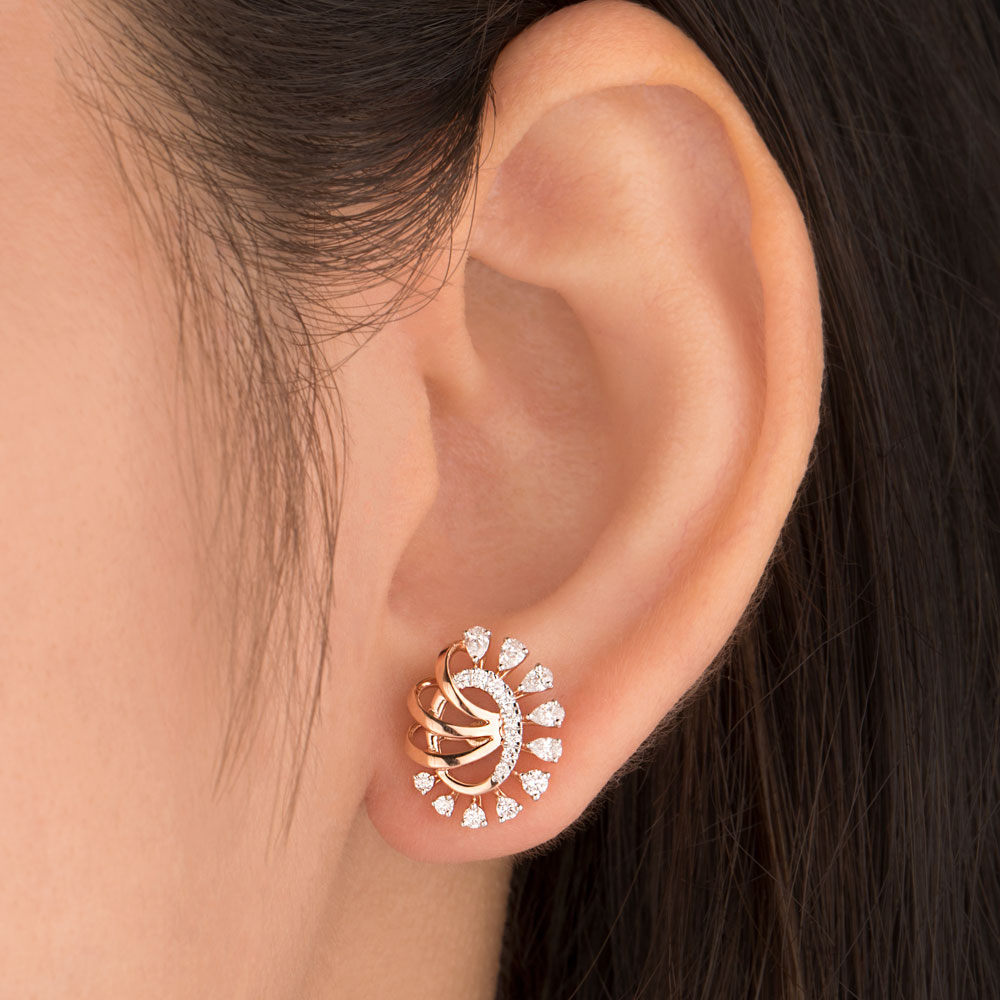 18K Rose Gold Diamond Earrings - 0.48ct VVS-EF
